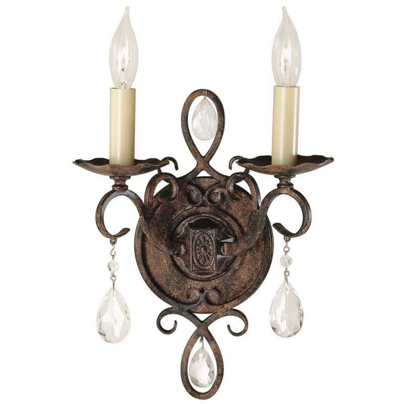 Feiss Wandleuchte Kristallleuchte Flurlampe Kerzenleuchter-optik Bronze Stahl 2x E14