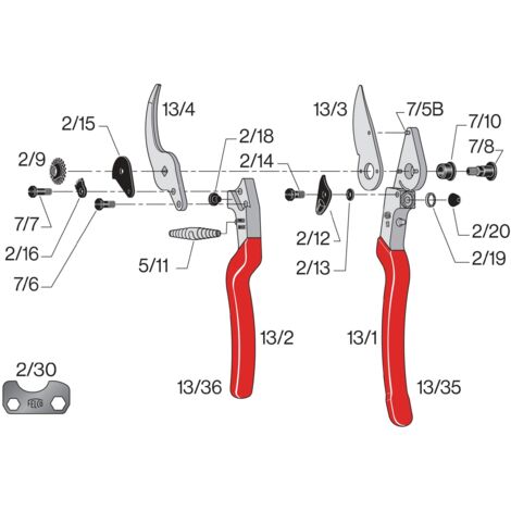 FELCO 13 forbici da potatura (taglio ø 30 mm, forbici da potatura per mani piccole + grandi, forbici da potatura per vite lunghezza 270 mm, manico ergonomico)