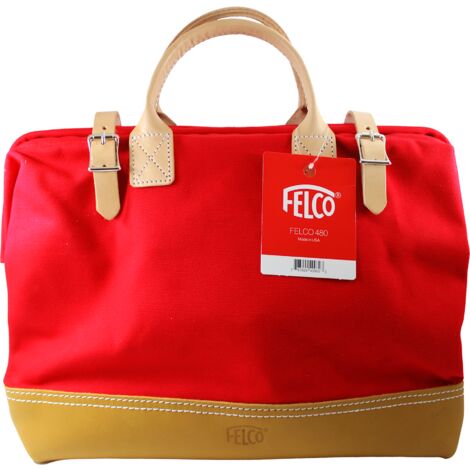 FELCO 480 – Sac de jardinage polyvalent en toile rouge et cuir, ultra résistant et spacieux, idéal pour transporter outils et accessoires de jardin