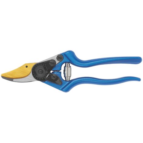 FELCO 6 Sécateur personnalisable Lame F-Gold / Poignées bleues – compact et léger, lame AuCo anti-corrosion, coupe 20 mm, poignées forgées, Swiss Made