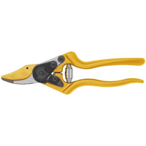 FELCO 6 Sécateur personnalisable Lame F-Gold / Poignées dorées – premium et ergonomique, lame or-cobalt durable, coupe nette 20 mm, aluminium forgé, Swiss Made