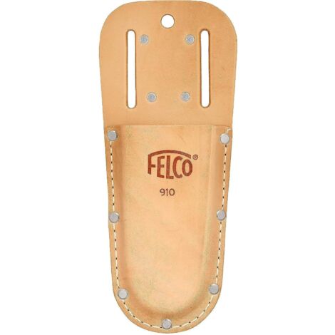 FELCO 910 Custodia per forbici da giardino (custodia in pelle genuina, con passante per cintura + clip, per fissaggio alla cintura, per forbici da potatura / potatori), 26 x 16 x 12 cm