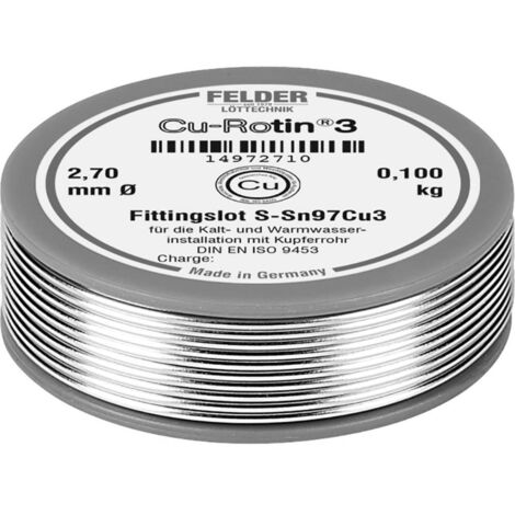 Felder Cu-Rotin® 3 Étain à souder sans plomb bobine Sn97Cu3 0.100 kg 2.7 mm A581212