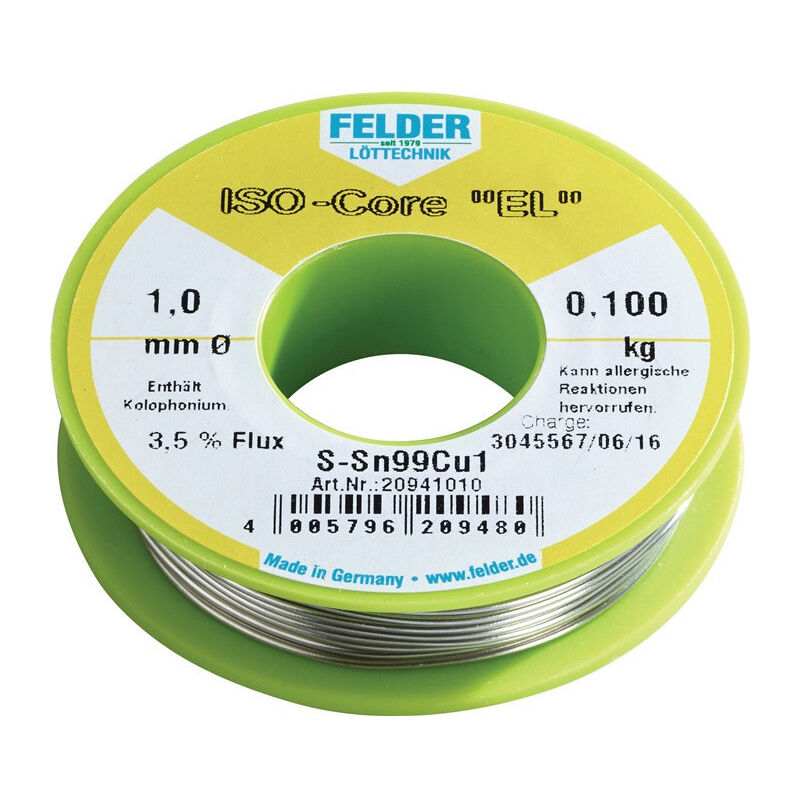 Felder - Fil à souder ISO-Core® el 1,5mm 100g S-Sn99Cu1 champs