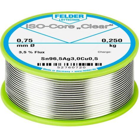 Felder ISO-Core "Clear" SAC305 Étain à souder bobine Sn96,5Ag3Cu0,5 0.250 kg 0.75 mm