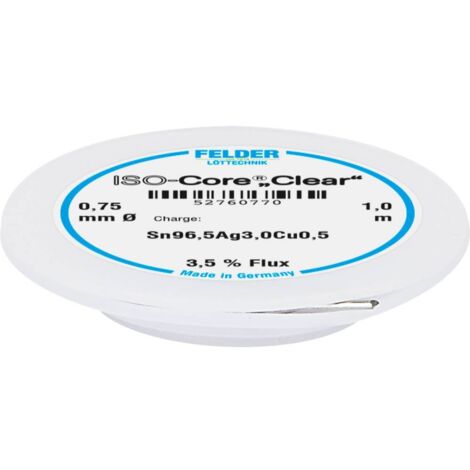 Felder ISO-Core Clear SAC305 Étain à souder bobine Sn96,5Ag3Cu0,5 0.75 mm