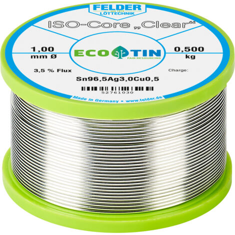 Felder ISO-Core "Clear" SAC305 Lötzinn Spule Sn96,5Ag3Cu0,5  0.500 kg 1 mm