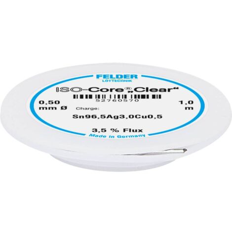 Felder ISO-Core Clear SAC305 Stagno per saldatura Bobina Sn96,5Ag3Cu0,5 0.5 mm