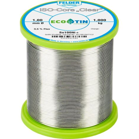 Felder ISO-Core Clear Sn100Ni+ fil à souder argent 1 mm 1 kg