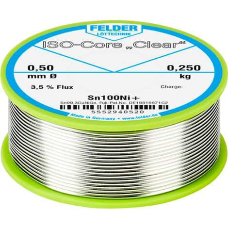 Felder ISO-Core "Clear" Sn100Ni+ Lötzinn Spule Sn99,25Cu0,7Ni0,05  0.250 kg 0.5 mm