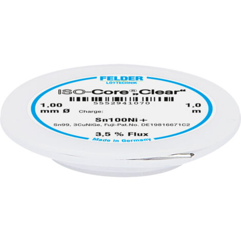 Felder ISO-Core "Clear" Sn100Ni+ Lötzinn Spule Sn99,25Cu0,7Ni0,05   1 mm