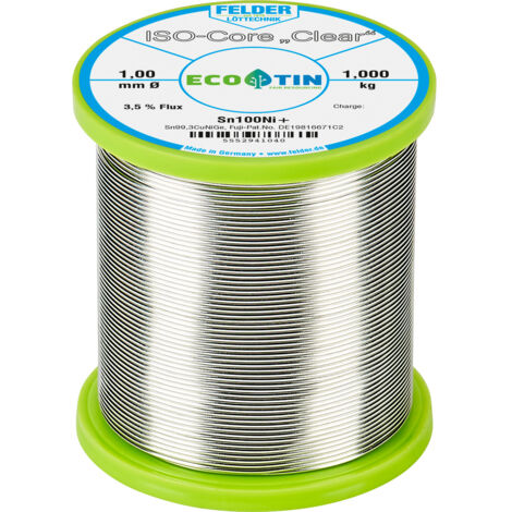 Felder ISO-Core "Clear" Sn100Ni+ Lötzinn Spule Sn99,25Cu0,7Ni0,05  1.000 kg 1 mm