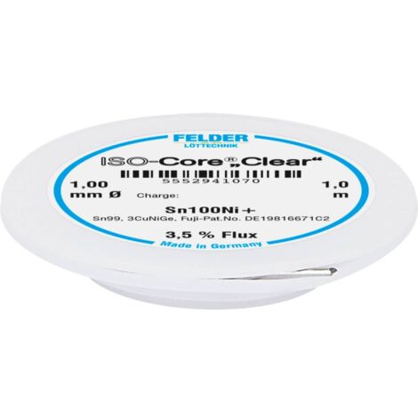 Felder ISO-Core Clear Sn100Ni+ Stagno per saldatura Bobina Sn99,25Cu0,7Ni0,05 1 mm