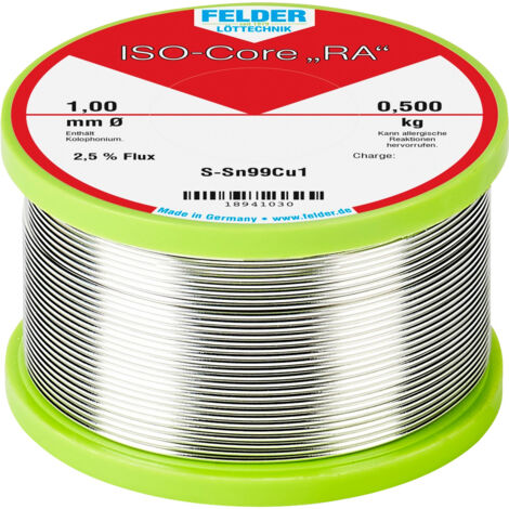 Felder ISO-Core "RA" Sn99Cu1 Lötzinn, bleifrei Spule Sn99,3Cu0,7  0.500 kg 1 mm