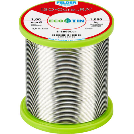 Felder ISO-Core "RA" Sn99Cu1 Lötzinn, bleifrei Spule Sn99,3Cu0,7  1.000 kg 1 mm