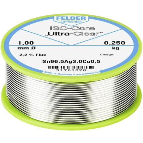 Felder ISO-Core "Ultra Clear" SAC305 Étain à souder bobine Sn96,5Ag3Cu0,5 0.250 kg 1 mm A581622