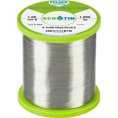 Felder ISO-Core "Ultra Clear" SAC305 Étain à souder bobine Sn96,5Ag3Cu0,5 1 kg 1 mm A581882
