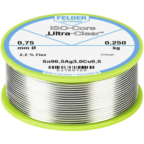 Felder ISO-Core "Ultra Clear" SAC305 Lötzinn Spule Sn96,5Ag3Cu0,5  0.250 kg 0.75 mm