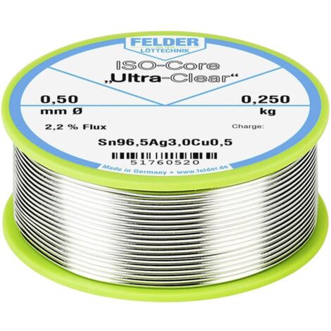Felder ISO-Core Ultra Clear SAC305 Stagno per saldatura Bobina Sn96,5Ag3Cu0,5 0.250 kg 0.5 mm