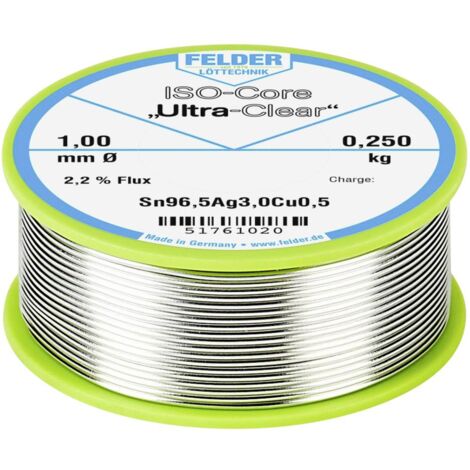 Felder ISO-Core Ultra Clear SAC305 Stagno per saldatura Bobina Sn96,5Ag3Cu0,5 0.250 kg 1 mm