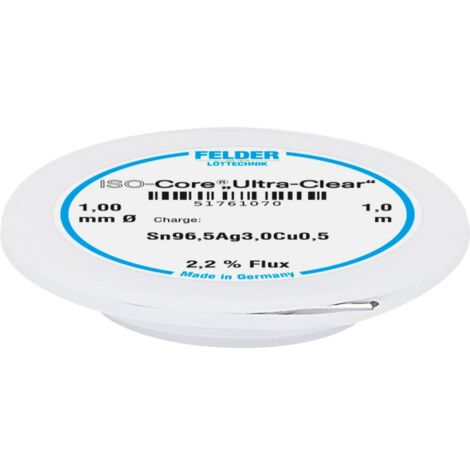 Felder ISO-Core Ultra Clear SAC305 Stagno per saldatura Bobina Sn96,5Ag3Cu0,5 1 mm