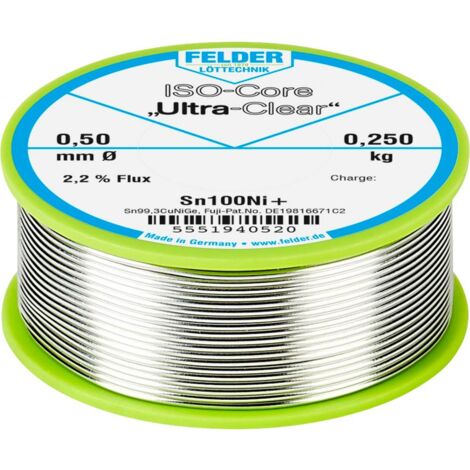 Felder ISO-Core Ultra-Clear Sn100Ni+ Stagno senza piombo Bobina Sn99,25Cu0,7Ni0,05 0.250 kg 0.5 mm