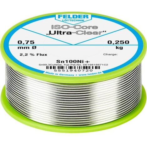 Felder ISO-Core Ultra-Clear Sn100Ni+ Stagno senza piombo Bobina Sn99,25Cu0,7Ni0,05 0.250 kg 0.75 mm