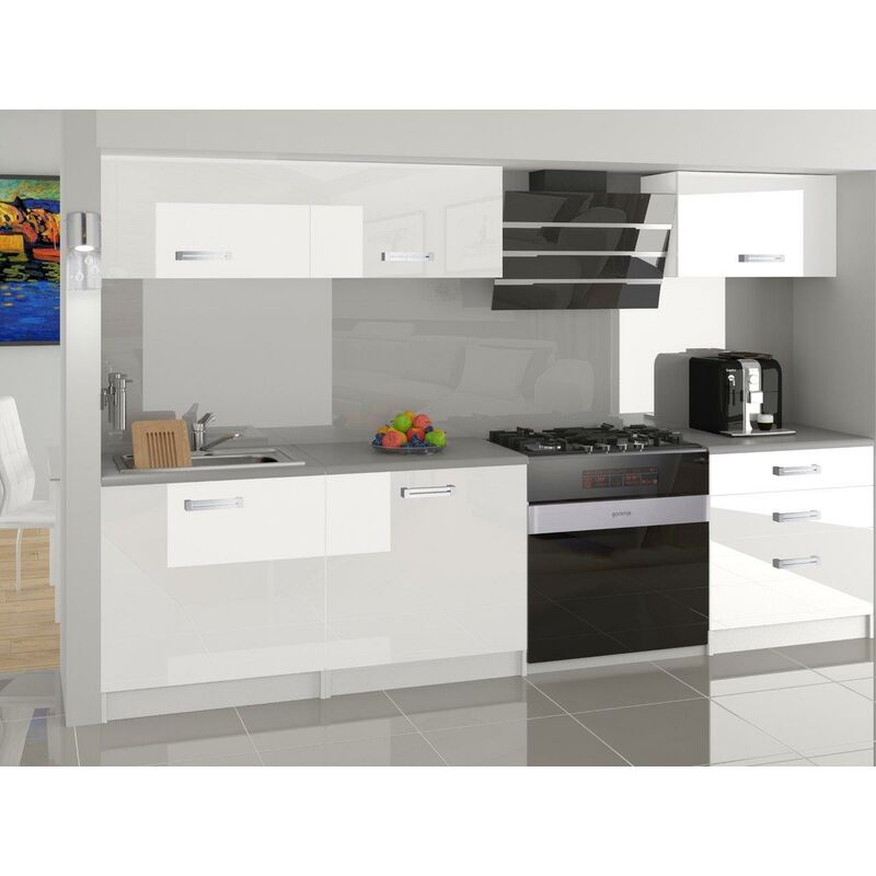 

FELICIA | Cocina completa modular lineal L 180cm 6 piezas | Plan de trabajo INCLUIDO | Conjunto de armario de cocina moderno - Blanco