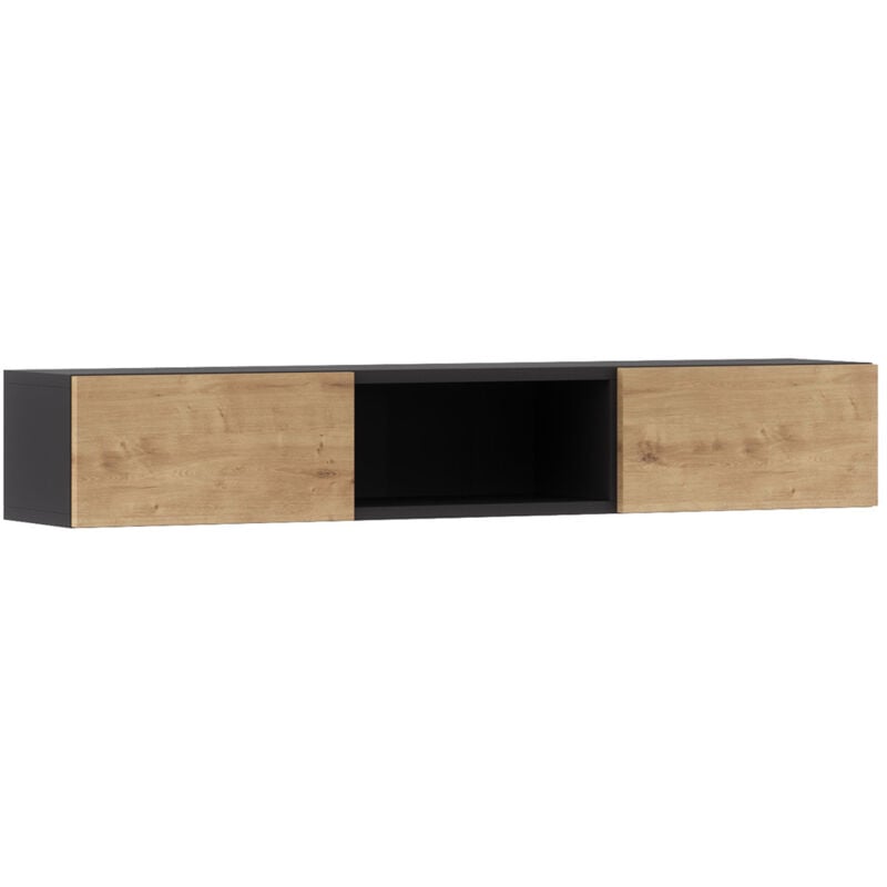 Bestmobilier - Felicia - étagère suspendue - 120 cm - bois / noir