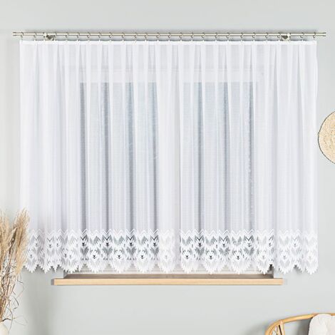 FELICJA - Fertiggardine aus Jacquard mit geradem Saum - 400 x 160 cm - weiß