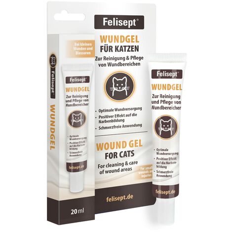 Felisept Gel per ferite per gatti 20ml - Unguento per gatti per la pulizia e la cura delle aree ferite - Cura delle ferite del gatto - Protezione delle ferite del gatto per una migliore rigenerazione