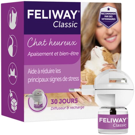 FELIWAY Classic - Anti-stress pour chat - Kit complet (diffuseur + recharge) - 30 jours - Fabriqué en France