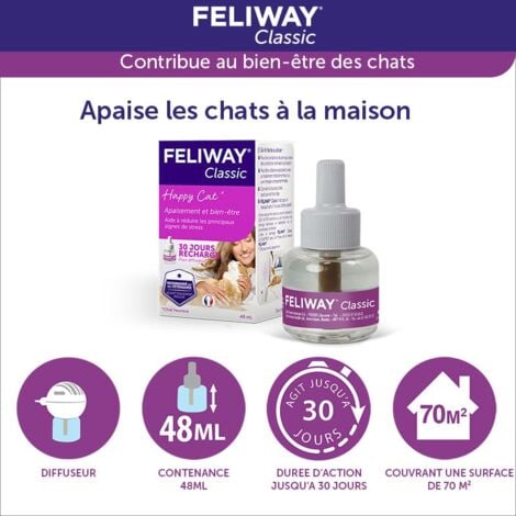 CEVA FELIWAY Classic - Anti-stress pour chat - Pack économique 3 recharges pour diffuseur - (3x30 jours) - Fabriqué en France