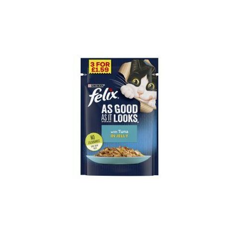 NESTLE FELIX AS GOOD AS IT LOOKS Tuna in Jelly pm 3 for £1.59 - 100g - 813589