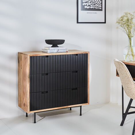 Felix Buffet Industriel Bois 90x90 cm - Noir, Brun