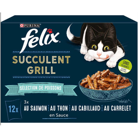 FELIX En Sauce Sélection de Poissons : Saumon, Thon, Cabillaud, Carrelet 12x80g - Pack 6 23