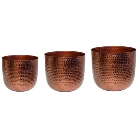 Felix Hammered Planter (Set of 3) - Metal - Bronze