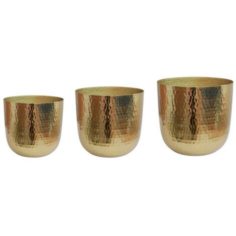Felix Hammered Planter (Set of 3) - Metal - Gold