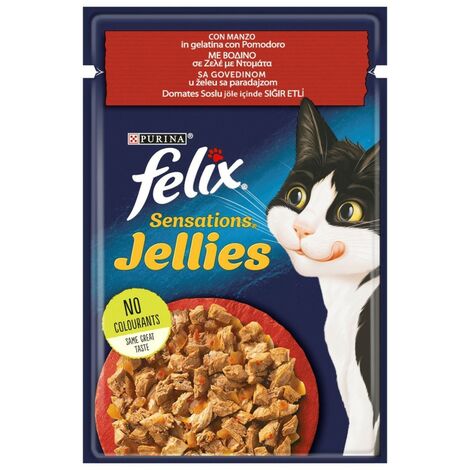 FELIX Sensations Jellies Gatto con Manzo in Gelatina e Pomodoro 85g PURINA