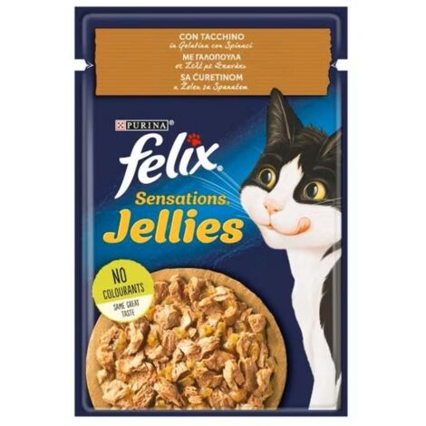 FELIX Sensations Jellies Gatto con Tacchino in Gelatina e Spinaci 85g PURINA