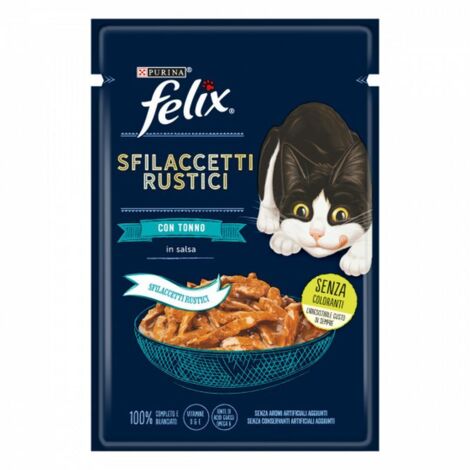 Felix Sfilaccetti Rustici in Salsa con Tonno Bustina 80 g PURINA