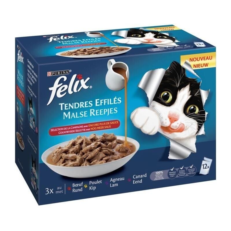 Felix tendres effilés encore plus de sauce - sélection de la campagne - pour chat adulte - 12 x 85 g