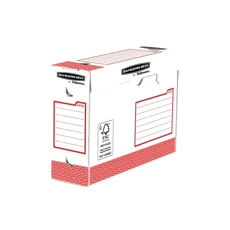 Image of Fellowes bankers box confezione base da 20 scatole portadocumenti a4+ 100mm - extra forte - assemblaggio manuale - certificazione cartone riciclato