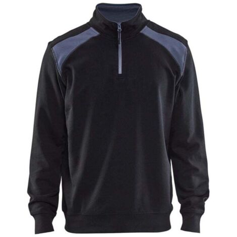 Felpa Blaklader bicolore con collo trucker Nero / Grigio XS