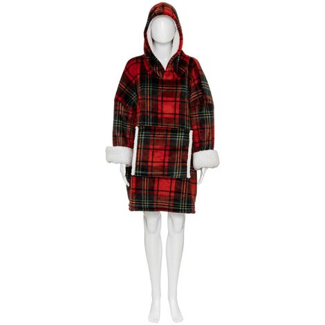 Felpa con cappuccio plaid 85x118cm stampa tartan rossa - Atmosphera créateur d'intérieur
