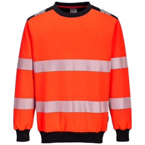 Felpa con collo rotondo Pw3 ad alta visibilità - 4XL - Rosso/nero - Portwest