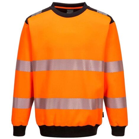 Felpa con collo rotondo Pw3 ad alta visibilità Colore: arancione/nero Taglia 4XL - Portwest