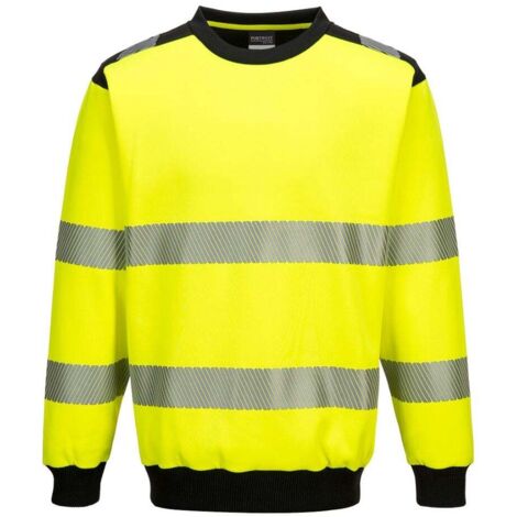 Felpa con collo rotondo Pw3 ad alta visibilità Colore: Giallo/nero Taglia XXL - Portwest
