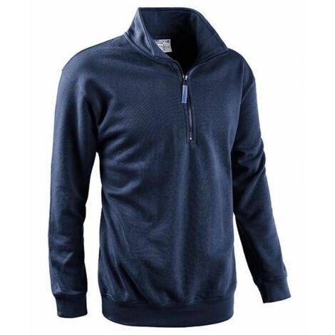 Felpa con mezza Zip ed Elastico su vita e Polsi - modello Smash - Blu Navy XL