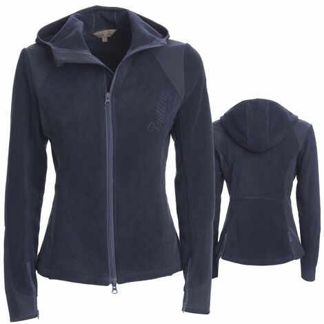 Felpa da equitazione per donna Feltre in pile e softshell con cappuccio e chiusura a zip: XL, blu (09)